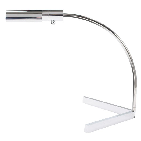 Cedric Hartman table lamp, USA, signed: Cedric Hartman table lamp, USA, chromed steel, L-shaped base, swiveling stem, stamped on base "Cedric Hartman", 14"w x 14.5"h, excellent condition