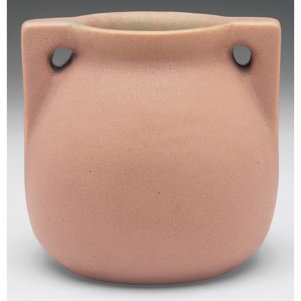 Teco vase, #426, designed by W.D. Gates: Teco vase, #426, designed by W.D. Gates, under a good pink matte glaze, impressed marks, 4"w x 4"h