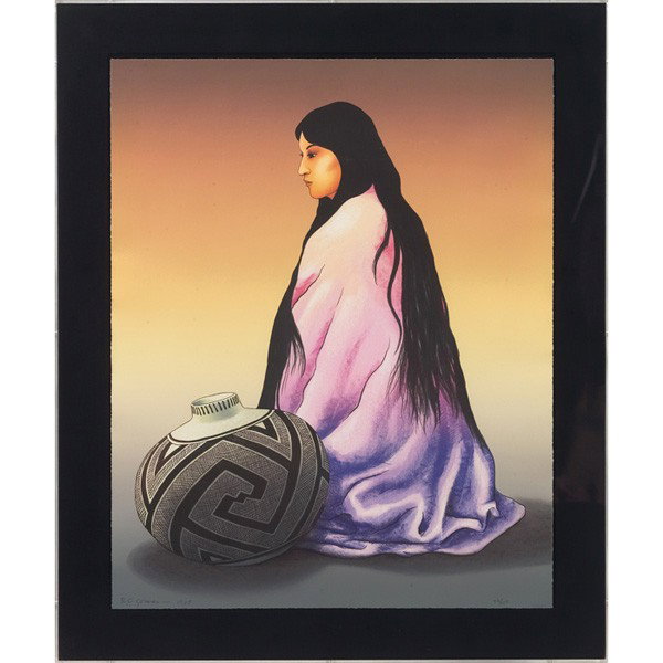 R. C. Gorman (American, 1932-2005) "Indian Woman,": R. C. Gorman (American, 1932-2005) "Indian Woman," 1985, color lithograph, 36" x 29", pencil signed, dated and numbered, edition of 200, framed