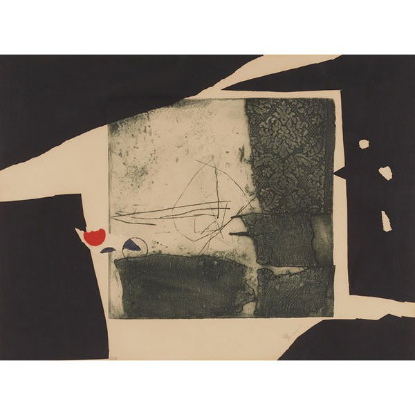 Antoni Clave (Spanish, 1913-2005) "Abstract Compos: Antoni Clave (Spanish, 1913-2005) "Abstract Composition," c. 1975, mixed media, 22" x 30", pencil signed and numbered, edition of 80, framed