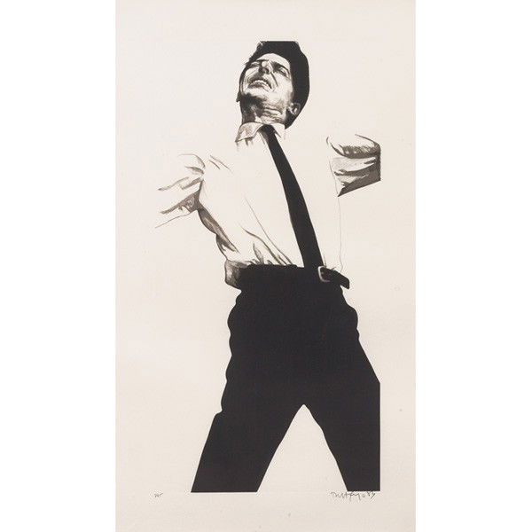 Robert Longo (American, b. 1953) "Jules,": Robert Longo (American, b. 1953) "Jules," 1983, lithograph, 36.75" x 21", pencil signed, dated and numbered, edition of 45, Brooke Alexander Gallery label on verso, framed