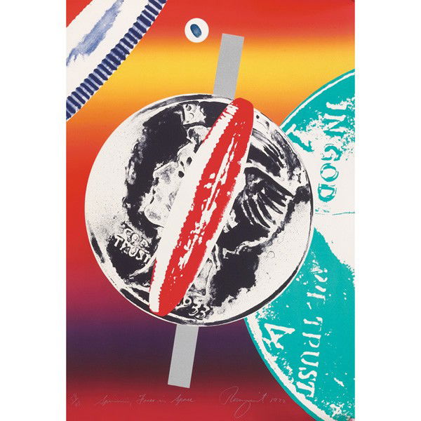 James Rosenquist (American, b. 1933) "Spinning For: James Rosenquist (American, b. 1933) "Spinning Forces in Space," 1972, color lithograph and silkscreen, 32.75" x 23.25", pencil signed, titled and numbered, edition of 93, unframed