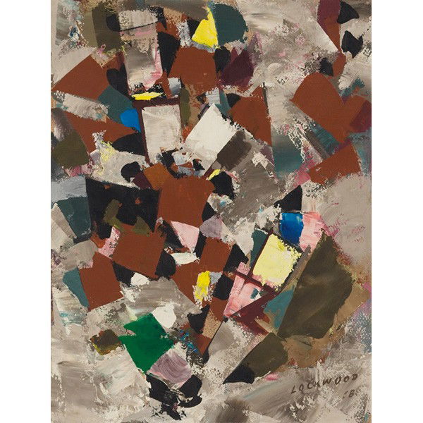 John Ward Lockwood (American, 1894-1963) "Improvis: John Ward Lockwood (American, 1894-1963) "Improvisation," 1958, oil on canvas on board, 25" x 18.5", signed and dated lower right, titled on verso, framed