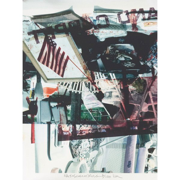 Robert Rauschenberg (American, 1925- 2008) "2K,": Robert Rauschenberg (American, 1925- 2008) "2K," c. 2000, color lithograph, 35" x 25.75", signed, titled and numbered, edition of 100, unframed