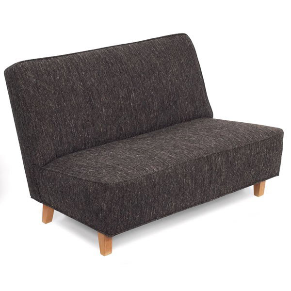 George Nelson settee, by Herman Miller, 1950s, sla: George Nelson settee, by Herman Miller, 1950s, slab seat and back over birch legs, original dark gray wool upholstery, 46"w x 33"d x 32"h, very good condition
