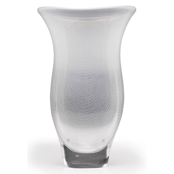 Orrefors vase, Kraka No. 260, flaring shape in cle: Orrefors vase, Kraka No. 260, flaring shape in clear glass with cascading bubbles, executed by Sam Pahngrut, marked, 6"w x 9.75"h
