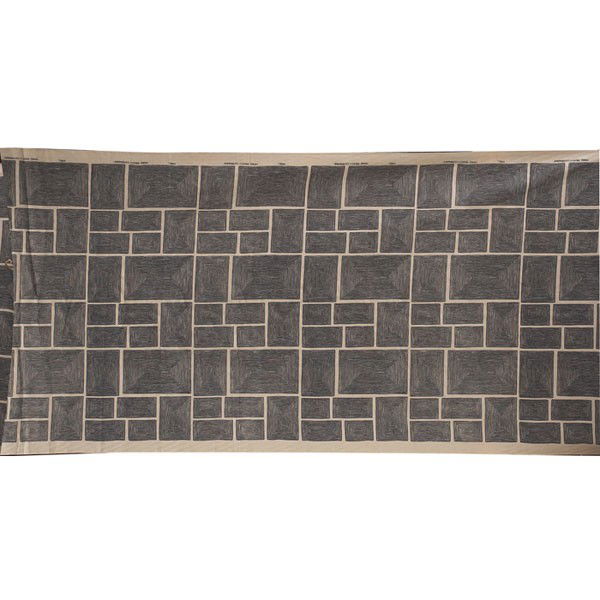 Angelo Testa "Campagna" fabric, by Knoll, dark blu: Angelo Testa "Campagna" fabric, by Knoll, dark blue design on linen, marked at intervals on selvedge "Knoll Hand Print Campagna", 52"w x 307"l (25 feet, 7 inches), very good original condition