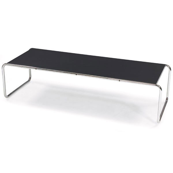 Marcel Breuer Laccio coffee table, by Knoll, tubu: Marcel Breuer Laccio coffee table, by Knoll, tubular chrome frame, smooth plastic laminate top, unsigned, 53.5"w x 19"d x 13.5"h, very good original condition