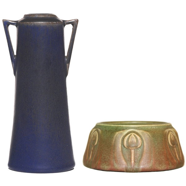 Rookwood vase, two handled, w/ Rookwood vase