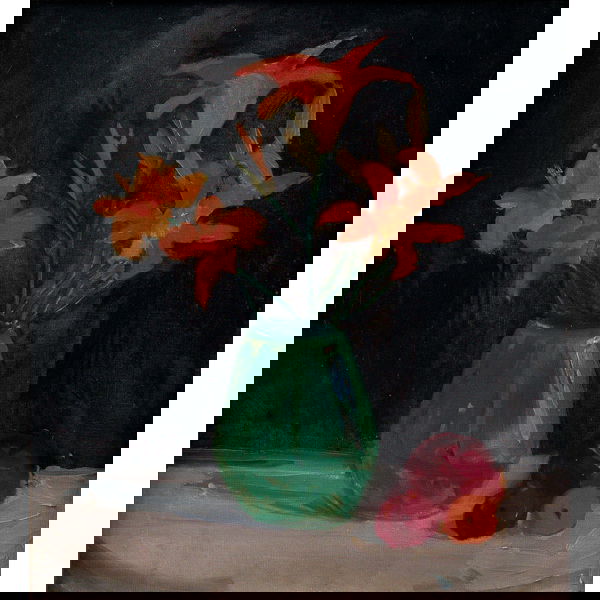 Bessie Hoover Wessel, Still Life, oil on canvas: Bessie Hoover Wessel (American), "Floral Still Life", oil on canvas, unsigned, framed, 17.5" x 19.5". Cincinnati painter.