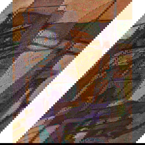 Mario de Ferrante, "Untitled", oil: Mario de Ferrante (Italian/American, 1898-1992), "Untitled", c.1950; oil/board, 24" x 19", signed.