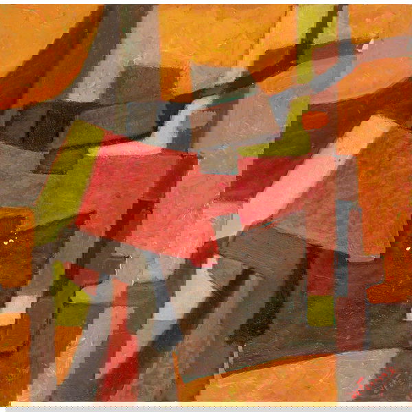 Mario de Ferrante, "Untitled", oil: Mario de Ferrante (Italian/American, 1898-1992), "Untitled", c.1950; oil/board, 24" x 24", signed.