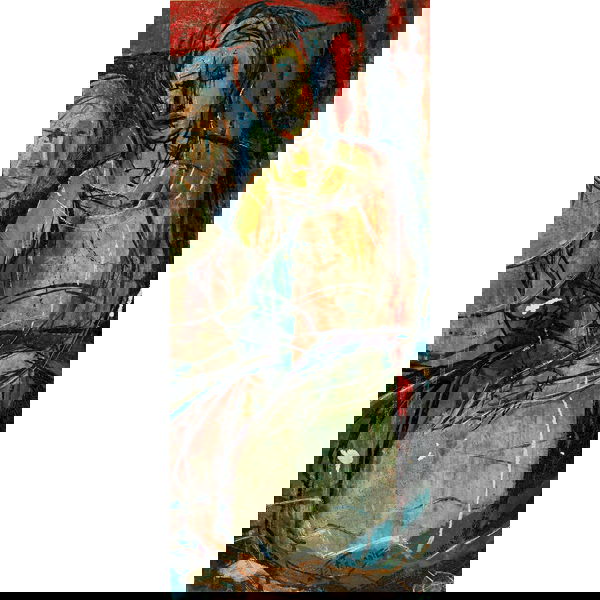 Mario de Ferrante, "Abstracted Figure"(pictured),: Mario de Ferrante (Italian/American, 1898-1992), lot of three, one pictured; "Abstracted Figure", c.1960-70; particle board, 24" x 12", signed with two smaller works