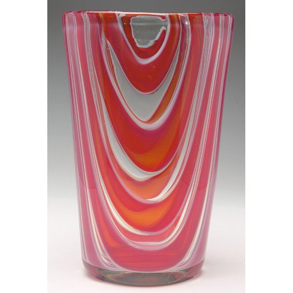 Barovier and Toso vase, cylindrical form in clear