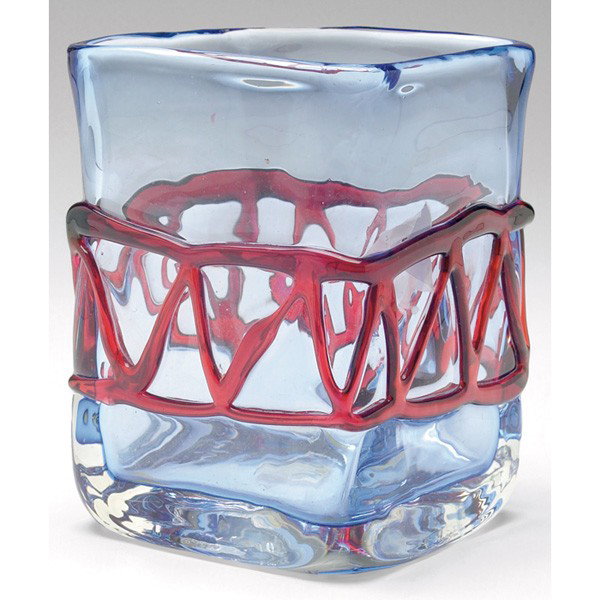 Fulvio Bianconi vase, square clear glass with inte