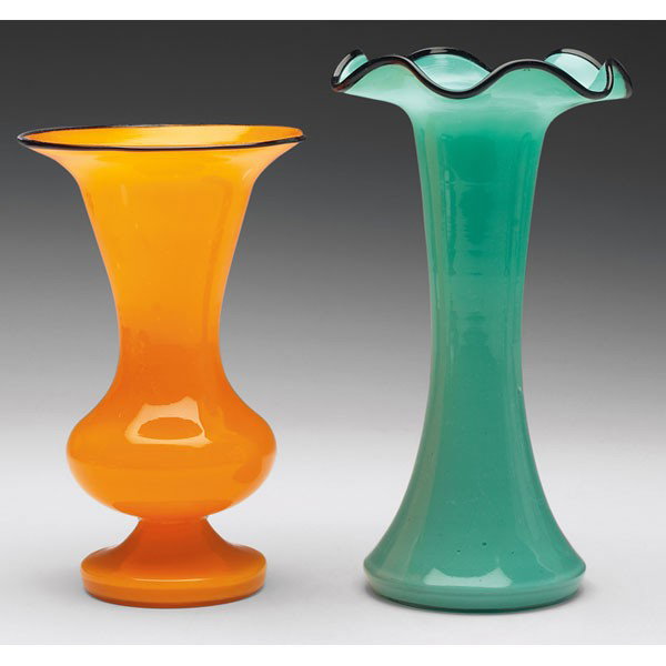 Czech vase, bulbous bottom footed form in yellow g