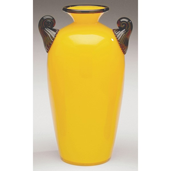 Czech vase, tapered form with inverted rim in yell