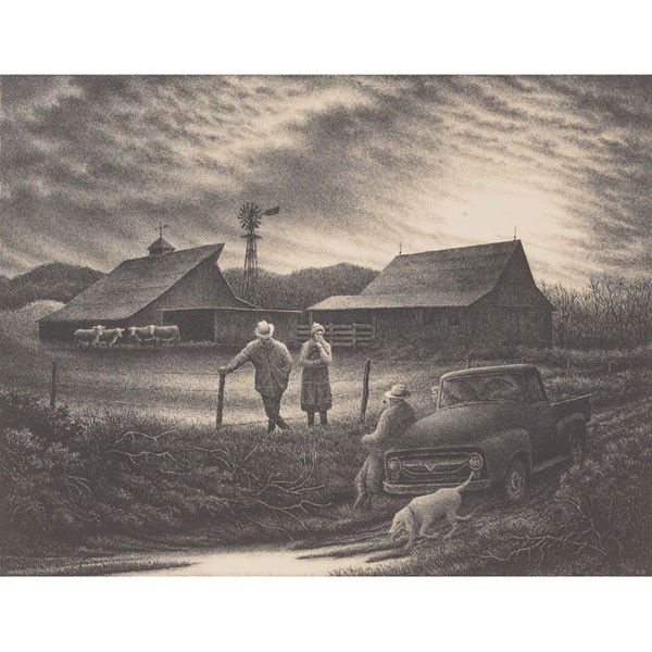 Jackson Lee Nesbitt (American, 1913-2008) "Decembe: Jackson Lee Nesbitt (American, 1913-2008) "December Afternoon," 1993, lithograph, 12.25" x 16.5", pencil signed, titled, dated and numbered, edition of 250, unframed