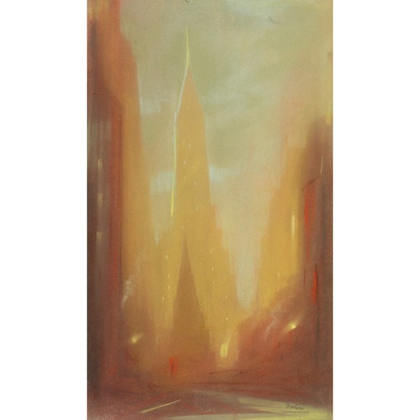 Leon Louie Dolice (German/American, 1892-1960), "N: Leon Louie Dolice (German/American, 1892-1960), "New York Street Scene," pastel on paper, 19" x 11.5", signed, unframed