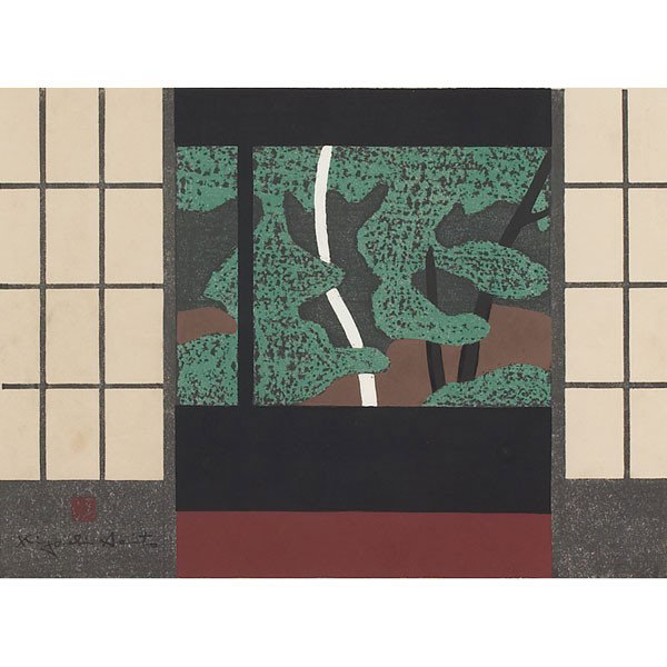 Kiyoshi Saito (Japanese, 1907-1997) "Shoji,": Kiyoshi Saito (Japanese, 1907-1997) "Shoji," 1960, color woodcut, 15" x 20.75", signed in ink lower left, pencil titled, numbered and dated, edition of 200, framed