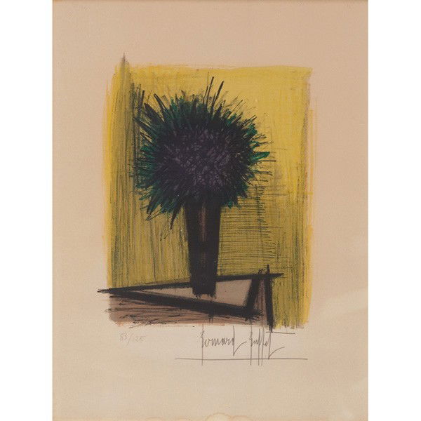 Bernard Buffet (French, 1928-1999) "Vase of Flower: Bernard Buffet (French, 1928-1999) "Vase of Flowers," c. 1960, color lithograph, 14" x 11.5", pencil signed and numbered, edition of 125, framed