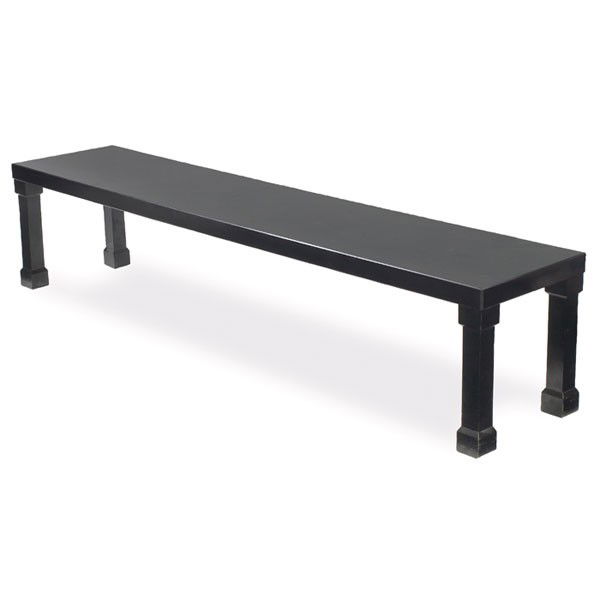 Paul Laszlo coffee table, rectangular form: Paul Laszlo coffee table, rectangular form with square legs and block feet, unsigned, refinished, 72"w x 15"d x 15.5"h, very good condition