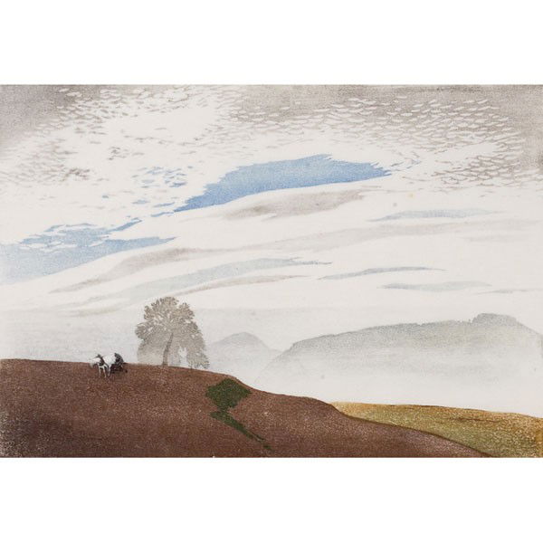 Hans Frank "Herbstabend (Autumn Evening)," 1921, col: Hans Frank (Austrian, 1884-1948) "Herbstabend (Autumn Evening)," 1921, color woodcut, 6.5" x 9.25", pencil signed, dated and numbered, edition of 50, unframed