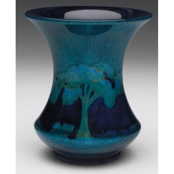 Moorcroft vase: Moorcroft vase, with Moonlit Blue landscape pattern, signed, impressed mark, 4"w x 4.5"h