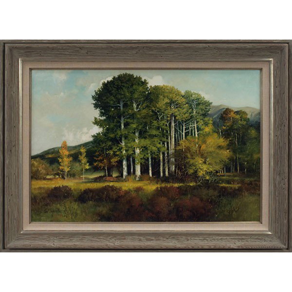 Earl Carpenter: Earl Carpenter (American, b. 1931) "Summer Landscape," c. 1965, oil on masonite, 24" x 36", signed lower left, framed