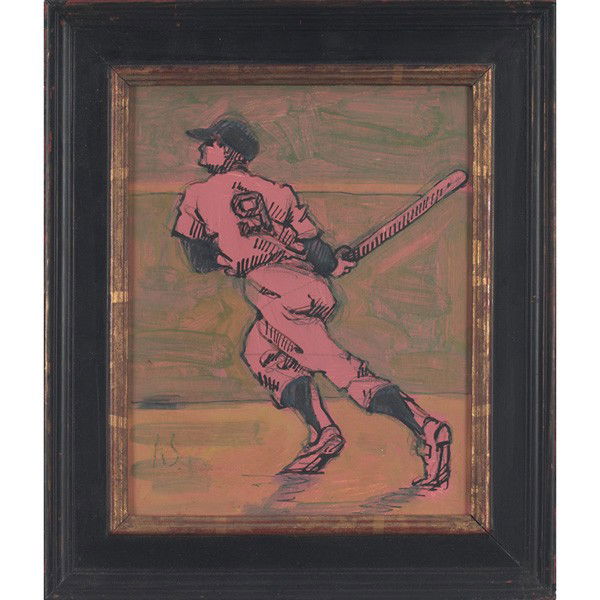 Arthur M. Smith: Arthur M. Smith (American, d. 1972) "Ted Williams," c. 1950, oil on masonite, 10" x 8", initialed lower left, titled on verso, framed