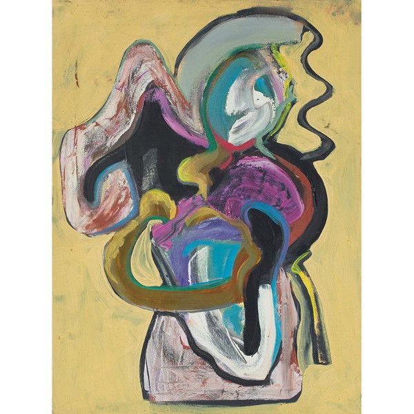 Bill Barret: Bill Barrett (American, b. 1934) "Abstract Composition," 1990, oil on canvas, 24" x 18", signed and dated on verso, unframed