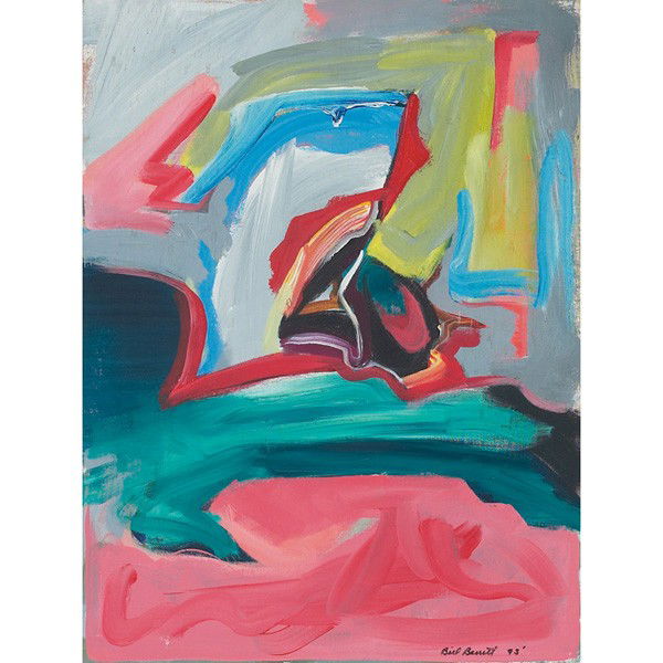 Bill Barret: Bill Barrett (American, b. 1934) "Abstract Composition," 1993, oil on canvas, 24" x 18", signed and dated lower right, unframed