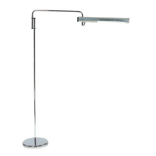 Robert Sonneman floor lamp: Robert Sonneman floor lamp, chromed steel, arm swivels, aluminum shade swivels 360 degrees, signed with Sonneman label, 39"w x 50.5"h, excellent original condition