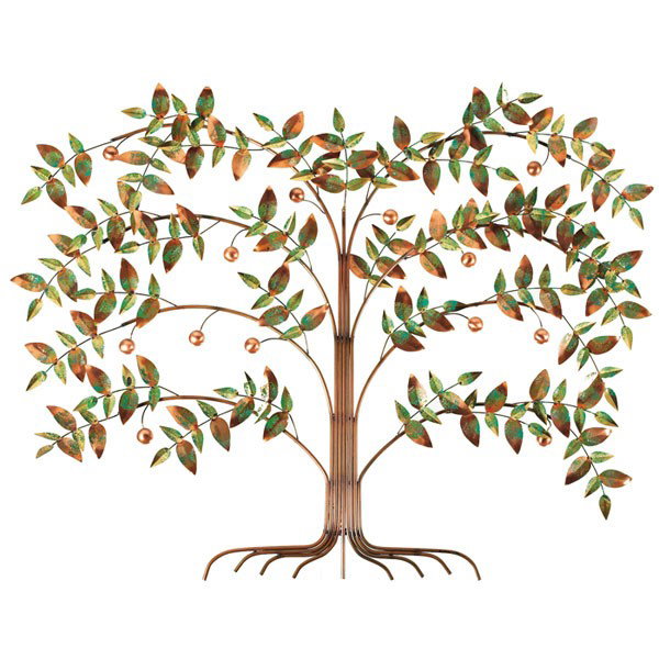 Curtis Jere Tree of Life wall sculpture, for Artis: Curtis Jere Tree of Life wall sculpture, for Artisan House, 1991, brass and copper-plated steel with hand-painted verdigris, signed "C. Jere 1991" and includes original paper Artisan House hang tag, 4