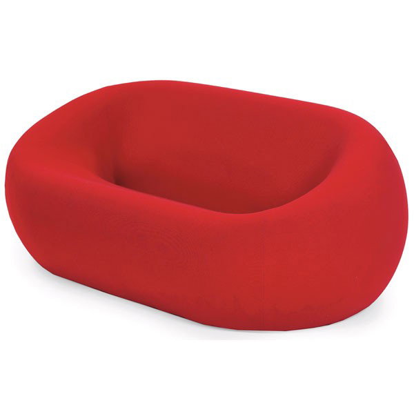 Gaetano Pesce UP 4 settee, by CandB Italia, Italy: Gaetano Pesce UP 4 settee, by CandB Italia, Italy, rounded forms upholstered in red wool, 62"w x 36"d x 26"h, reupholstered, unsigned, 62"w x 36"d x 26"h, water stains to fabric around bottom, otherwi