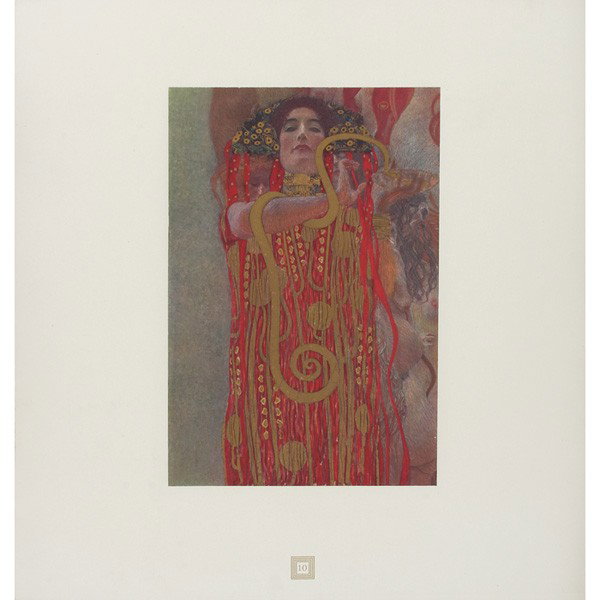 Gustav Klimt (Austrian, 1862-1918), "Hygieia (deta: Gustav Klimt (Austrian, 1862-1918), "Hygieia (detail from Medicine)," collotype, No. 10, image: 12.5" x 8.25"; with Gustav Klimt Untitled, (not shown), halftone, No. 11, image: 11.75" x 9", both from