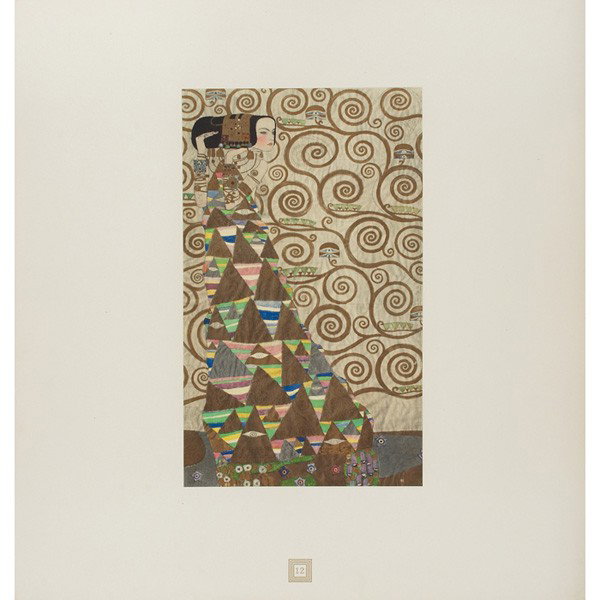 Gustav Klimt (Austrian, 1862-1918), second edition: Gustav Klimt (Austrian, 1862-1918), second edition 1931, issued by the Austrian government, "Expectation, Stoclet Frieze," collotype, No. 12, image: 12.25" x 7.5"