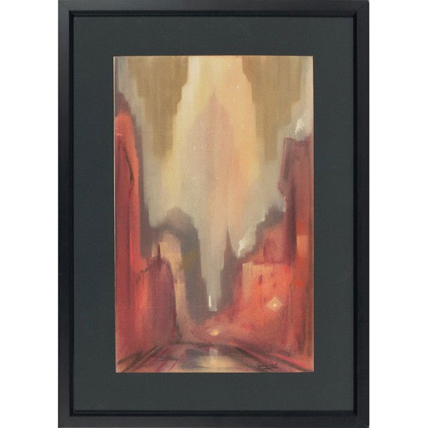 Leon Louie Dolice (German/American, 1892-1960), "N: Leon Louie Dolice (German/American, 1892-1960), "New York Scene," pastel on paper, 19" x 12", overall 25.5" x 18.75" signed, framed