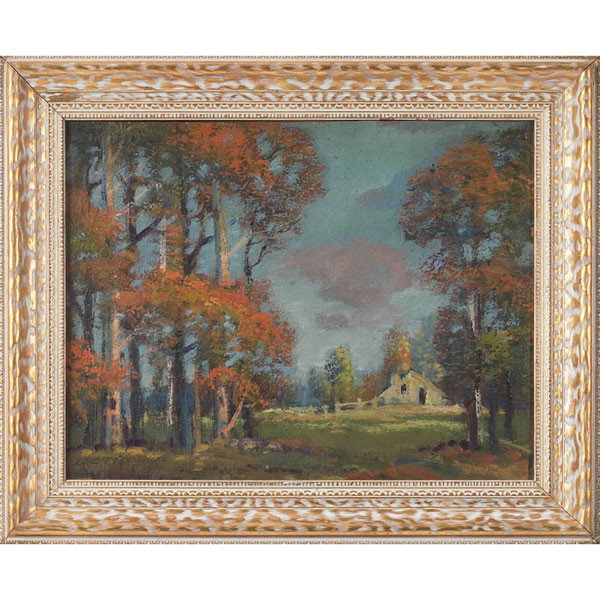 Ernest T. Fredericks: Ernest T. Fredericks (American, 1877-1959) "Landscape," c. 1930, oil on canvas on board, 11" x 14", signed lower left, second image on verso, framed