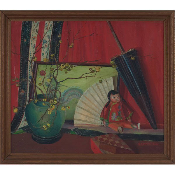 Grace Lysinger Hamilton: Grace Lysinger Hamilton (American, 1894-1992) "Chinese Still Life," c. 1930, oil on canvas, 24" x 28", signed lower right, titled on verso, framed