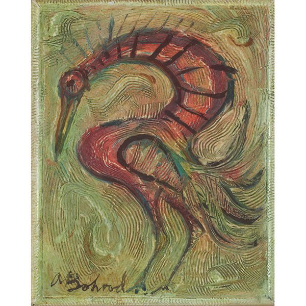 Aaron Bohrod: Aaron Bohrod (American, 1907-1992) "Rooster," c. 1950, painted ceramic tile, 8.25" x 6.75", signed lower left, framed