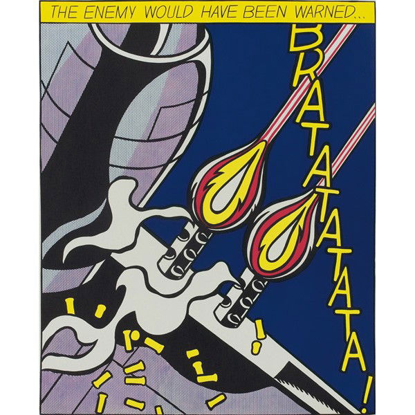 Roy Lichtenstein: Roy Lichtenstein (American, 1923-1997) "As I Opened Fire," 1966, triptych of offset color lithographs, each measures: 25" x 20.5", unsigned as intended, published by Stedelijk Museum, unframed
