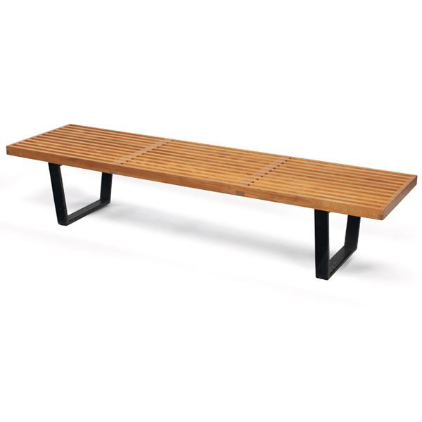 George Nelson Platform bench, by Herman Miller: George Nelson Platform bench, by Herman Miller, solid birch top over ebonized wood legs, 1950s, original finish, 68"w x 18.5"d x 14"h, excellent original condition