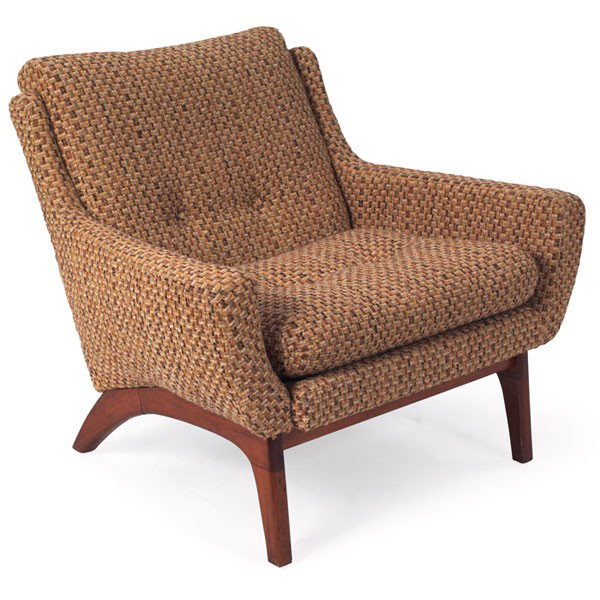 Craft Associates lounge chair, in the manner of Ka: Craft Associates lounge chair, in the manner of Kagan, walnut frame, unsigned, legs refinished, 34.5"w x 32"d x 30"h, good original condition