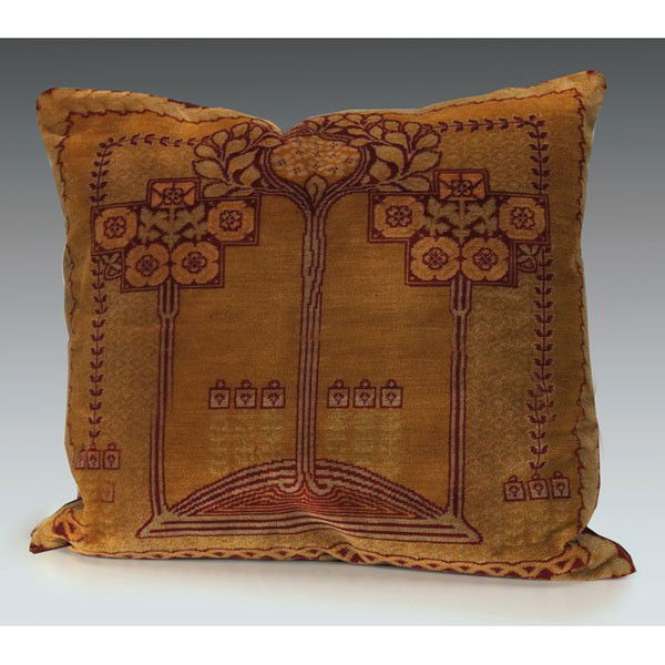 80 Arts & Crafts pillow, design of flowering trees