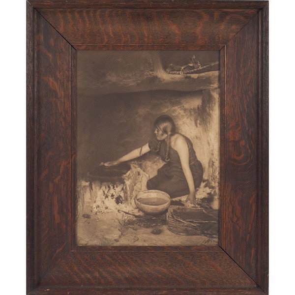 Edward Sheriff Curtis The Piki Maker,: Edward Sheriff Curtis (American, 1868-1952) "The Piki Maker," 1906, platinum photograph, signed lower right, 16" x 12", held in original frame