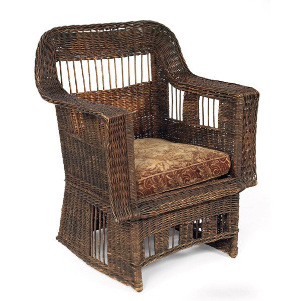 Gustav Stickley armchair, #60: Good Gustav Stickley armchair, #60, woven willow form with spindles at back and sides, unsigned, original finish, 32.5"w x 26"d x 40.5"h, very good condition