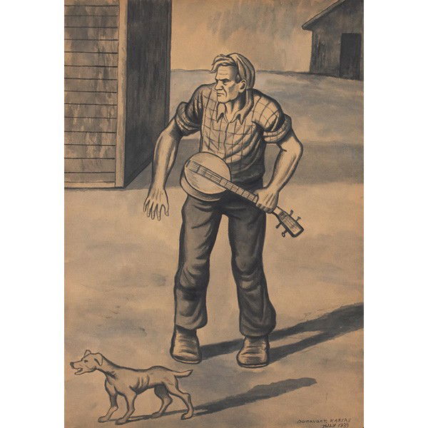 John Steuart Curry, attribution Dunavant, Kansas,: John Steuart Curry, attribution (American, 1897-1946) "Dunavant, Kansas," 1939, pair of works, watercolor and ink on paper, largest: 13.5" x 10.5", unsigned, titled and dated, unframed