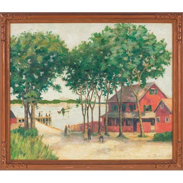 George Robert Smith, Jr. City Island, oil: George Robert Smith, Jr. (American, b. 1889) "City Island," c. 1940, oil on canvas, 24.5" x 29.5", signed lower right, framed
