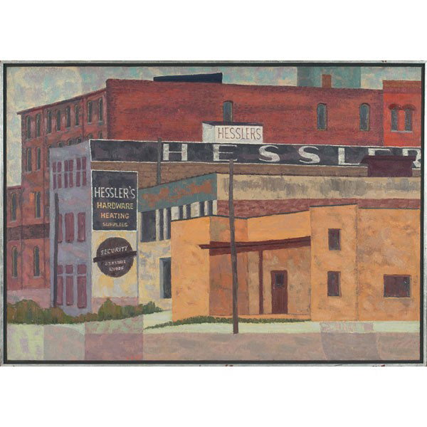 Lucy Carter Eliot Hessler, oil: Lucy Carter Eliot (American, 1913-2010) "Hessler," c. 1960, oil on canvas, 32.5" x 45.5", signed lower left, framed